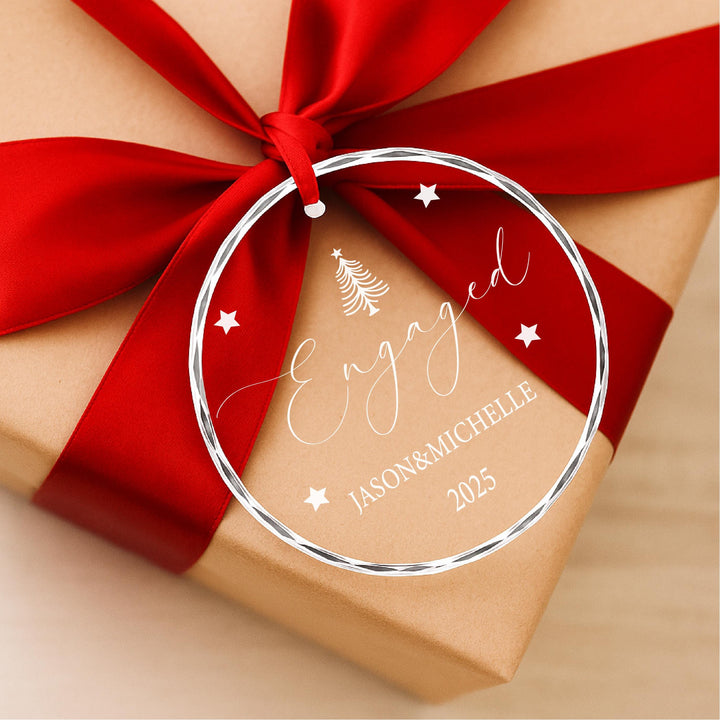 Personalized Engagement Ornament – Heart Keepsake, Custom Names &amp; Date