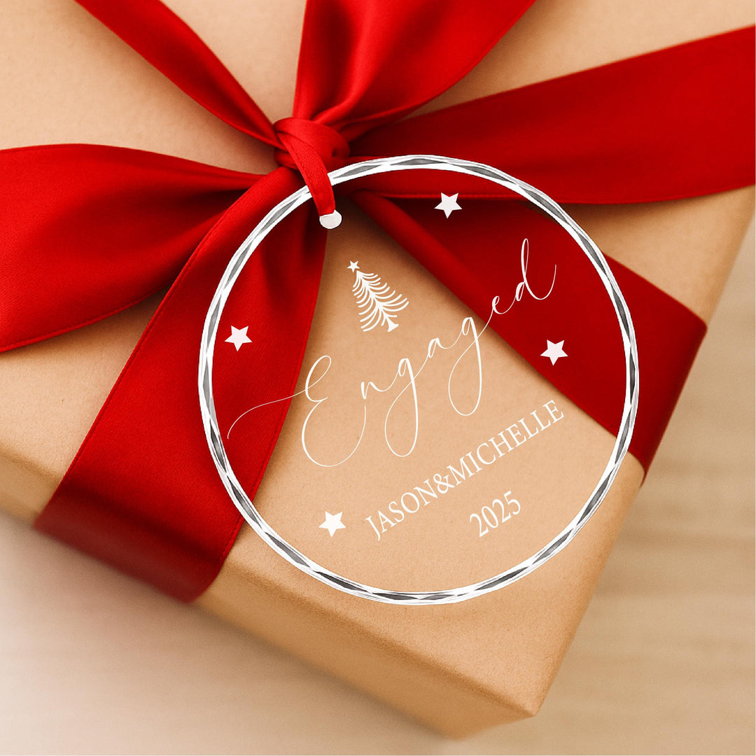 Personalized Engagement Ornament – Heart Keepsake, Custom Names & Date