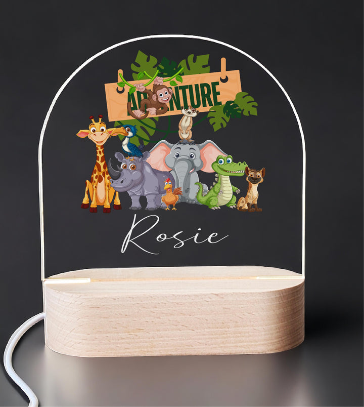 Personalized Jungle Safari Night Light, Custom Name