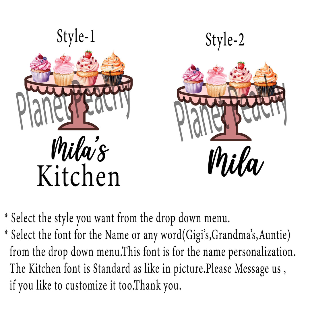 Personalized Cupcake Baking Apron – Custom Grandma and Kids Aprons with Name, Matching Kitchen Gift for Women and Family