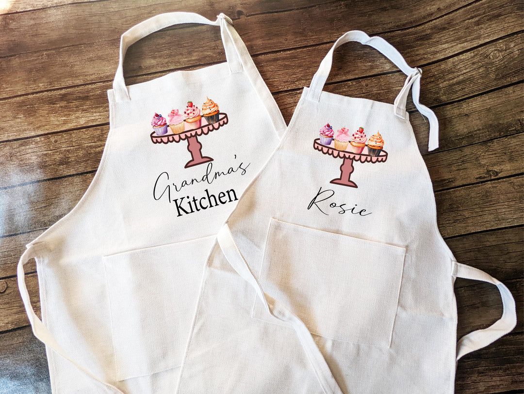 Personalized Cupcake Grandma & Kids Matching Aprons