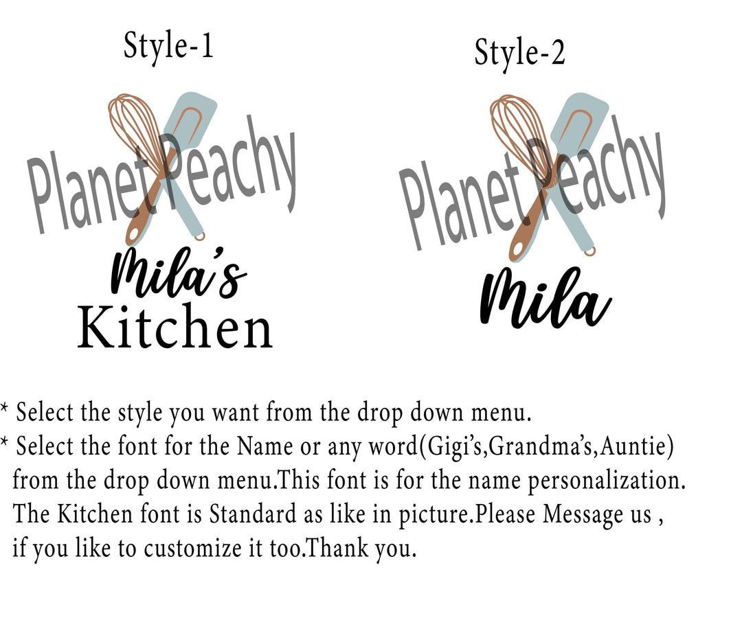 Personalized cooking Apron – Custom Grandma and Kids Aprons with Whisk and Spatula Design, Matching Kitchen Gift for Women