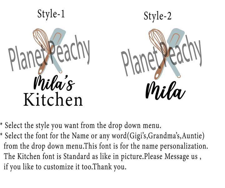 Personalized cooking Apron – Custom Grandma and Kids Aprons with Whisk and Spatula Design, Matching Kitchen Gift for Women