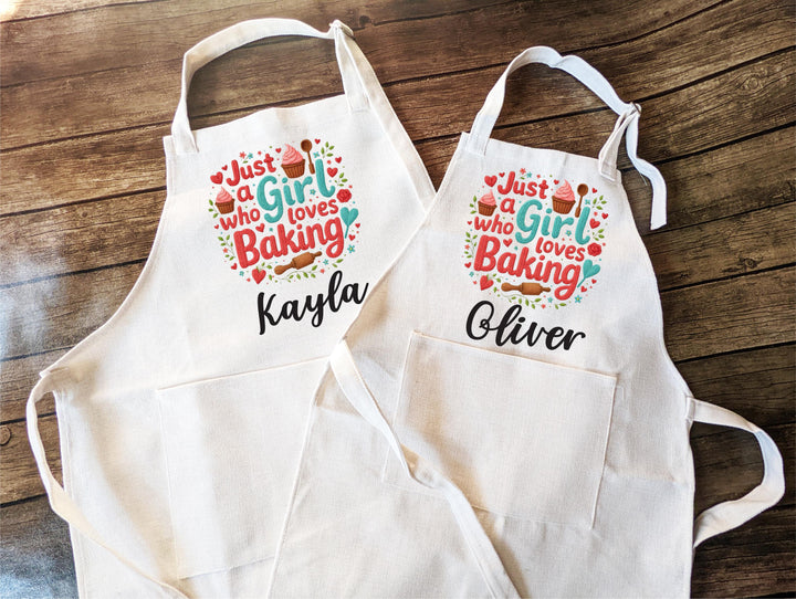 Personalized Kids Baking Apron with Name – Cute Girls Chef Apron Gift for Cooking, Birthday, Holidays &amp; Baking Fun