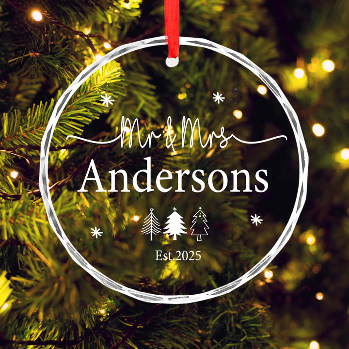 Personalized Mr &amp; Mrs Ornament | Newlywed First Christmas Gift | Custom Family Holiday Decoration