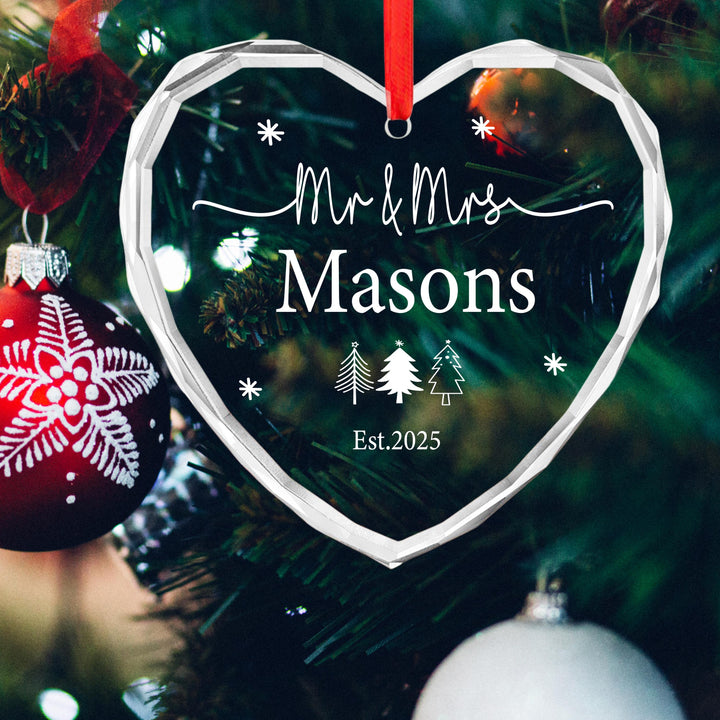 Personalized Mr &amp; Mrs Ornament | Newlywed First Christmas Gift | Custom Family Holiday Decoration