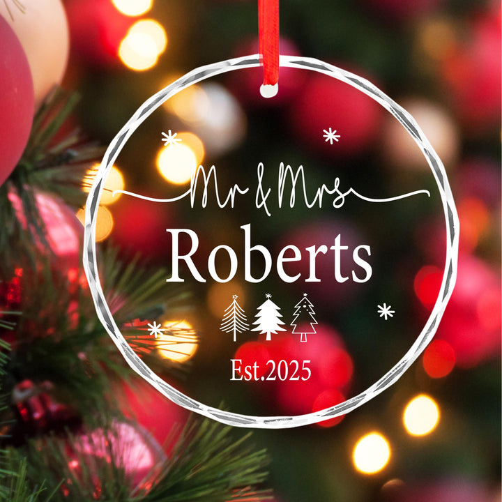 Personalized Mr &amp; Mrs Ornament | Newlywed First Christmas Gift | Custom Family Holiday Decoration