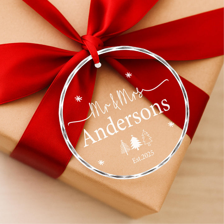 Personalized Mr &amp; Mrs Ornament | Newlywed First Christmas Gift | Custom Family Holiday Decoration