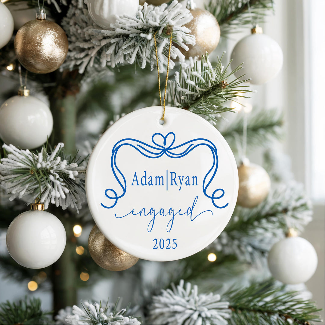 Personalized Engagement Ornament 2025 – Custom Names Keepsake
