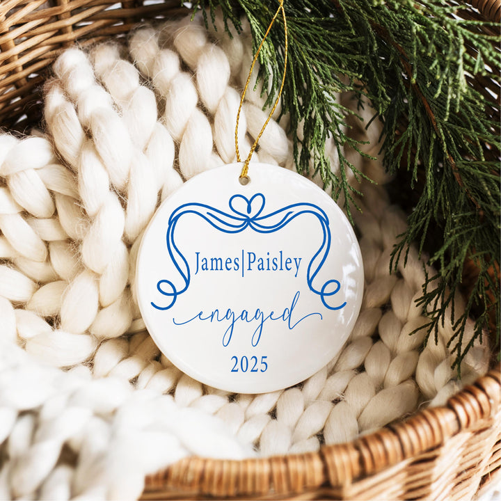 Personalized Engagement Ornament 2025 – Custom Names Keepsake