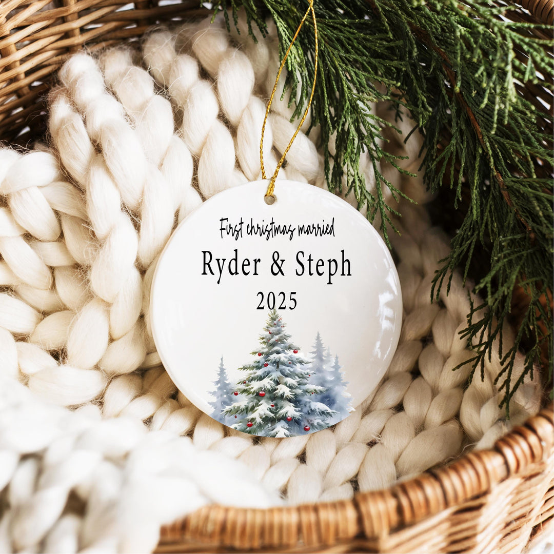 Personalized Newlywed Ornament, Custom Wedding Keepsake Gift for Couples