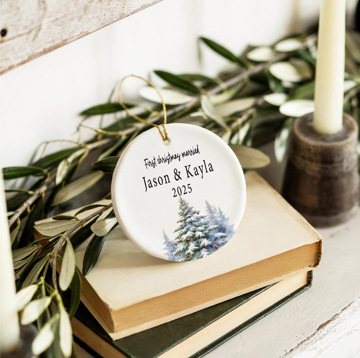 Personalized Newlywed Ornament, Custom Wedding Keepsake Gift for Couples