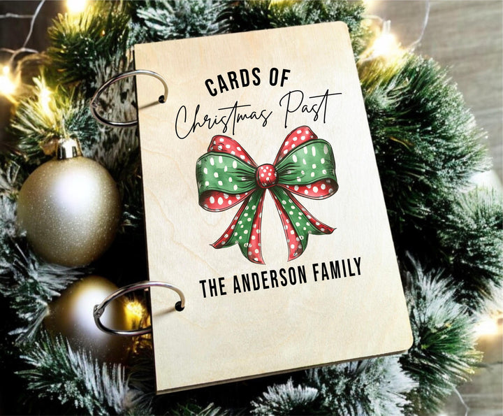 Personalized Christmas Card Holder Binder, Wooden Keepsake Album