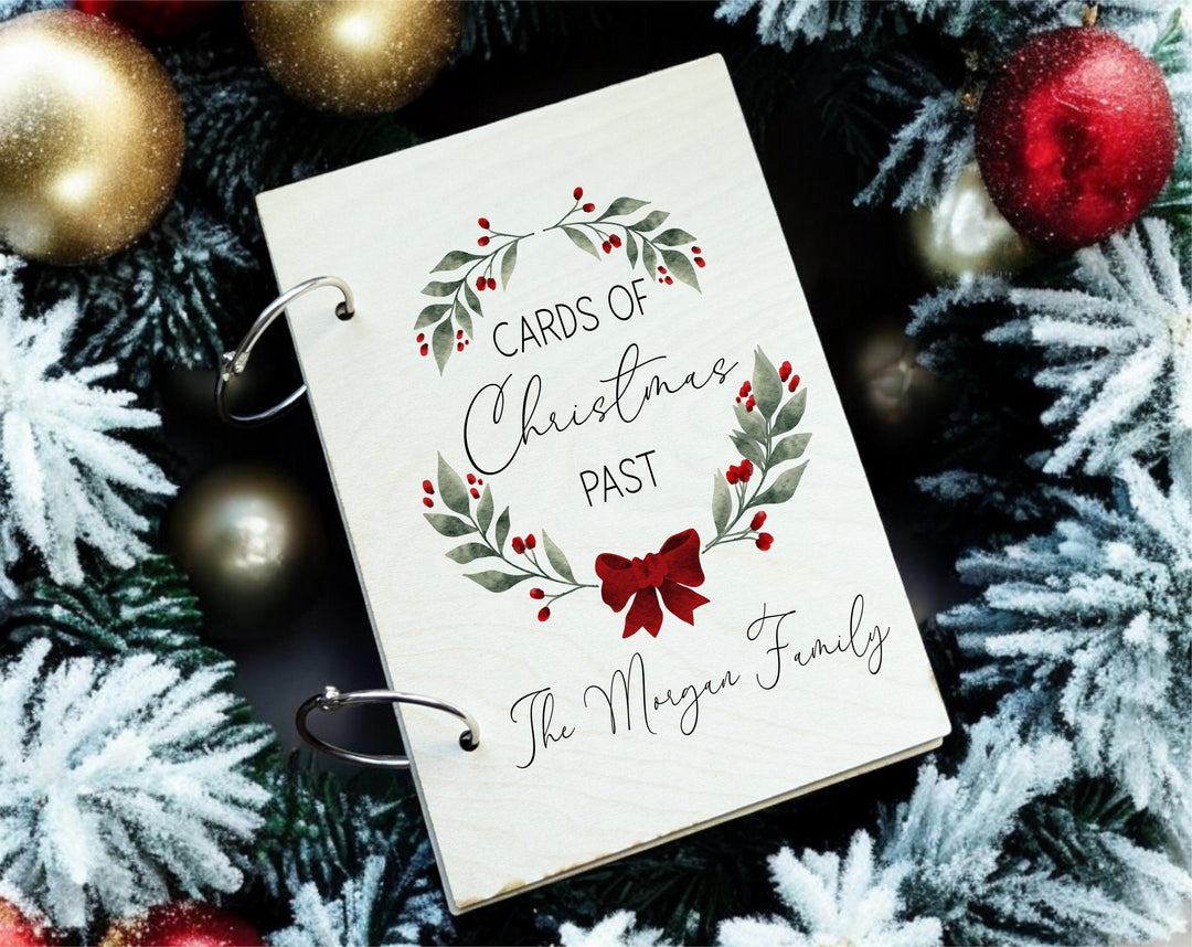 Personalized Christmas Card Holder, Holiday Greetings Memory Book