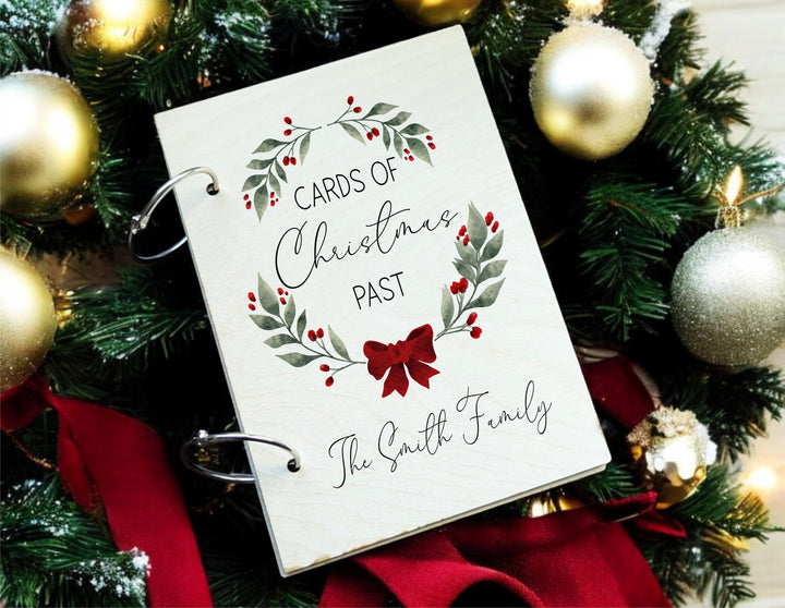 Personalized Christmas Card Holder, Holiday Greetings Memory Book