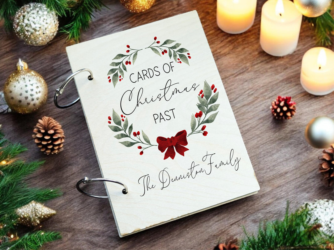 Personalized Christmas Card Holder, Holiday Greetings Memory Book