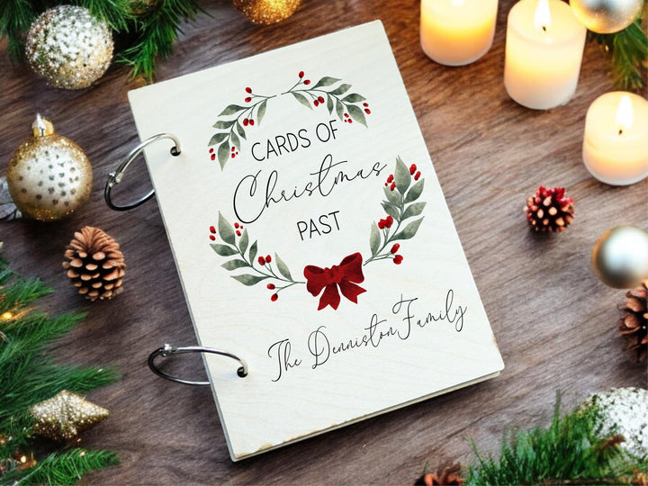 Personalized Christmas Card Holder, Holiday Greetings Memory Book