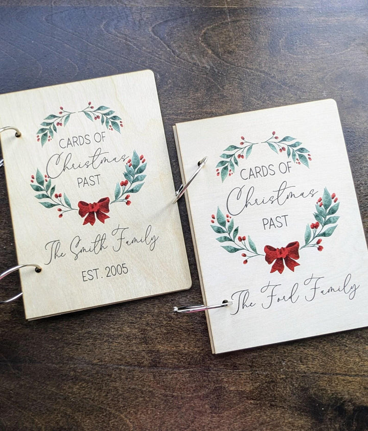 Personalized Christmas Card Holder, Holiday Greetings Memory Book