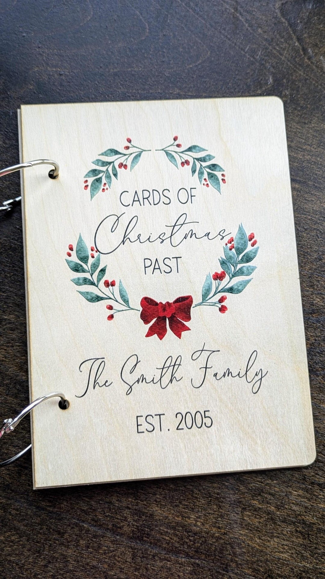 Personalized Christmas Card Holder, Holiday Greetings Memory Book