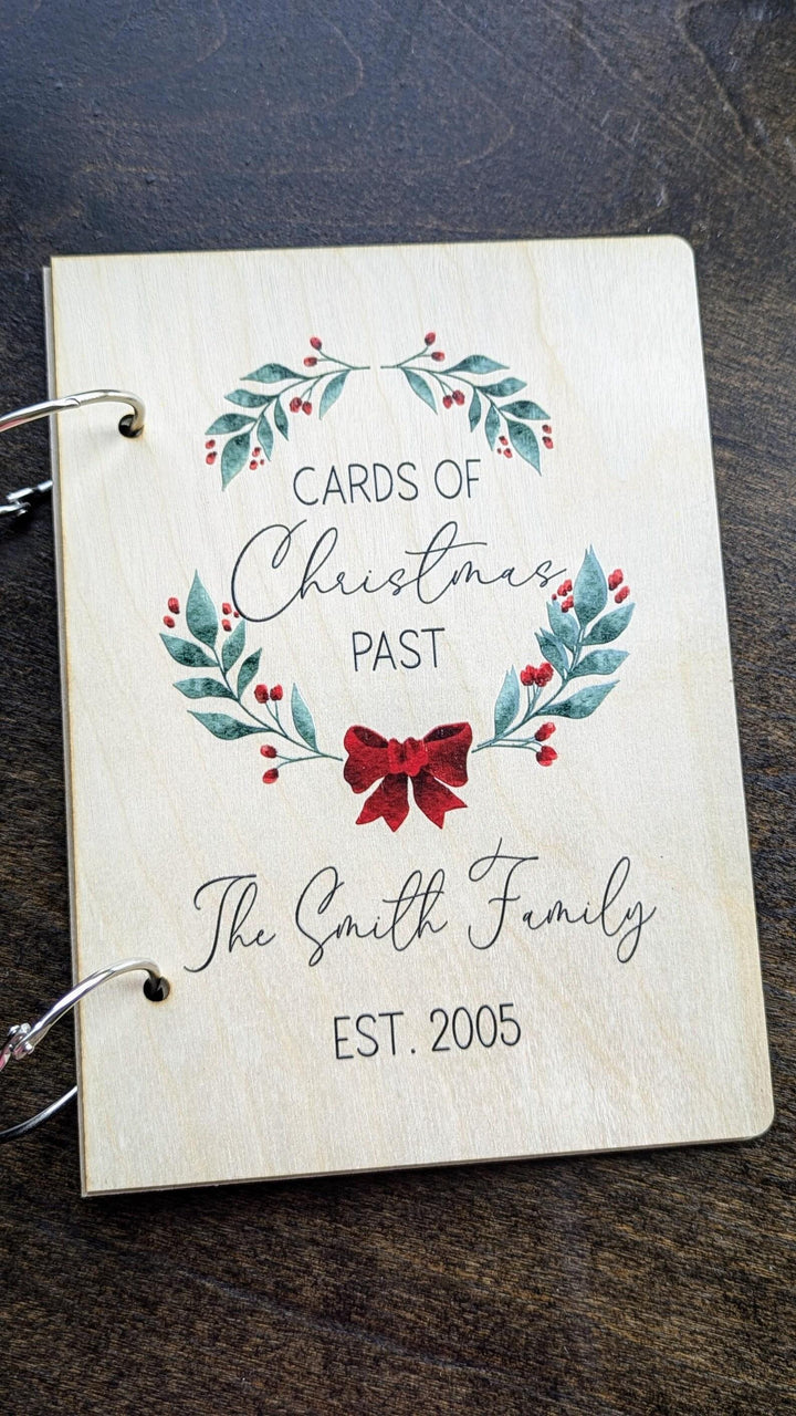 Personalized Christmas Card Holder, Holiday Greetings Memory Book