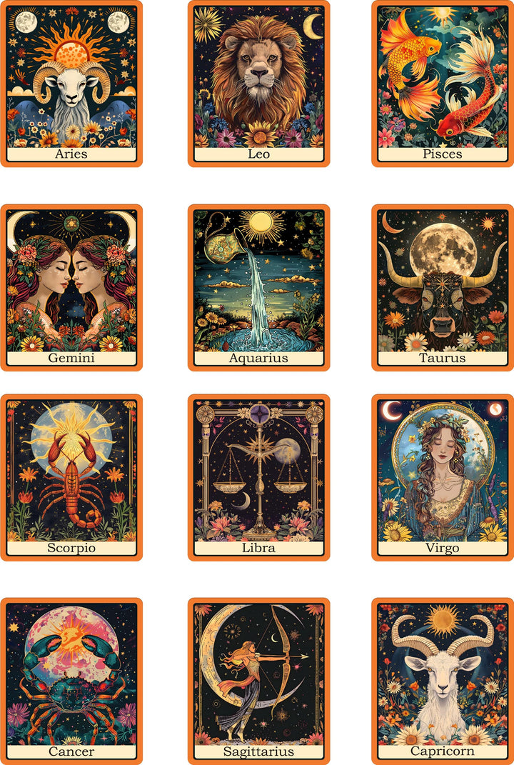 Zodiac Frosted Glass Cup with Bamboo Lid &amp; Straw | Astrology Reusable Iced Coffee Can Glass