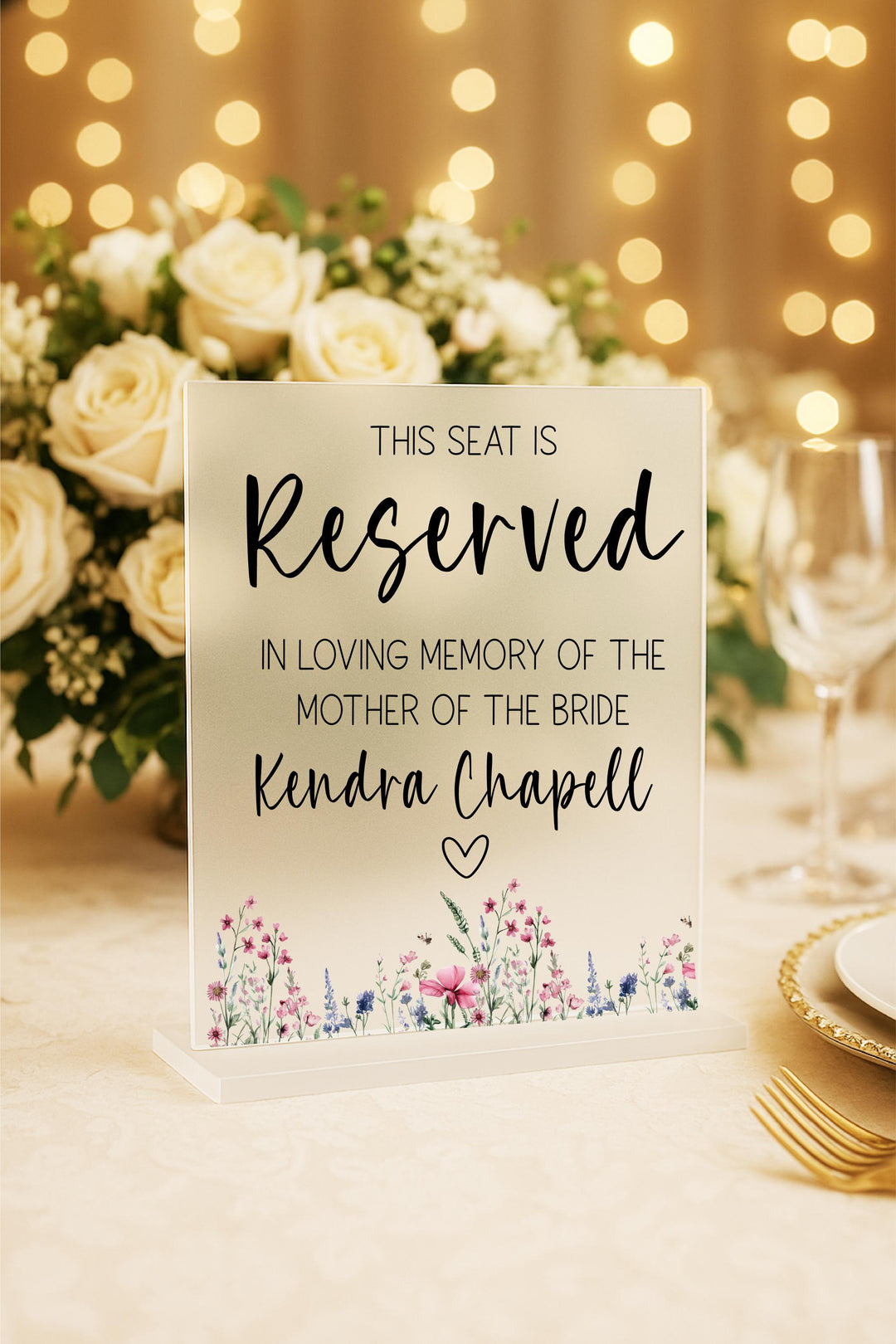 Reserved Seat In Loving Memory Wedding Sign – Floral Memorial Chair Sign to Honor Loved Ones, Personalized Remembrance Wedding D&#233;cor