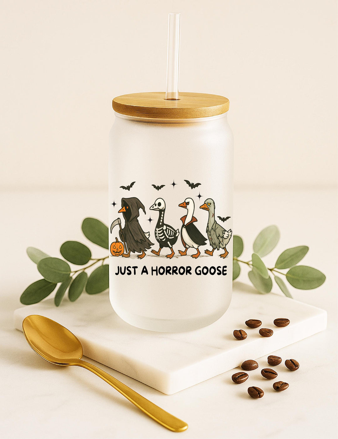 Duck &amp; Pumpkin Halloween Tumbler: Spooky Coffee Lover Gift