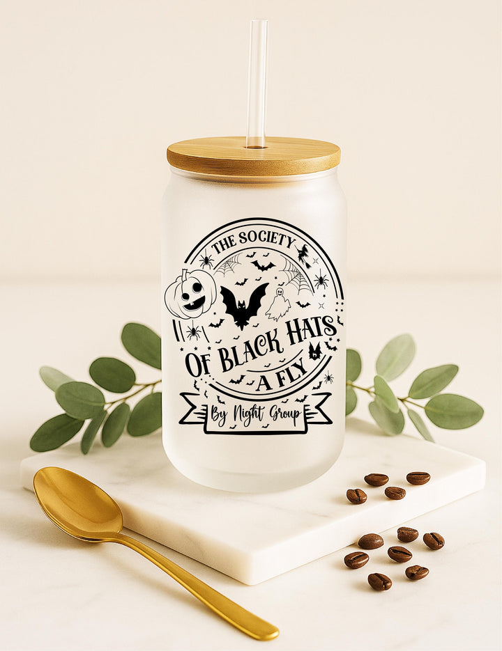 Black Hat Society Witchy Design, Spooky Reusable Tumbler, Gothic Halloween Gift