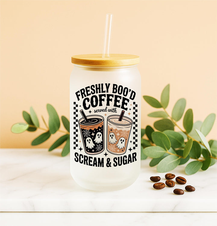Freshly Boo’d Coffee Scream and Sugar Ghost Tumbler, Funny Spooky Season Gift