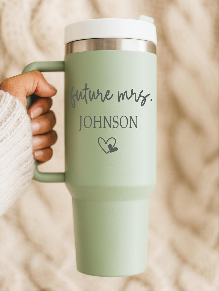 Bridal Shower or Bachelorette Party gift Future Mrs Tumbler – Personalized Bride to Be Gift, Custom Name Engagement Cup