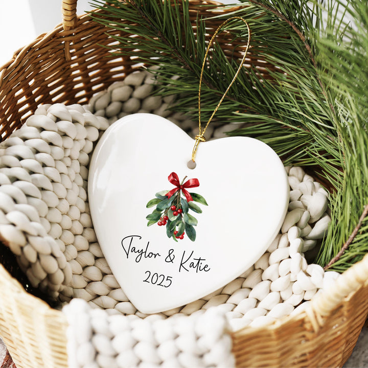 Custom First Christmas Ornament for Married Couples, Wedding Keepsake, Bride and Groom Holiday Decor
