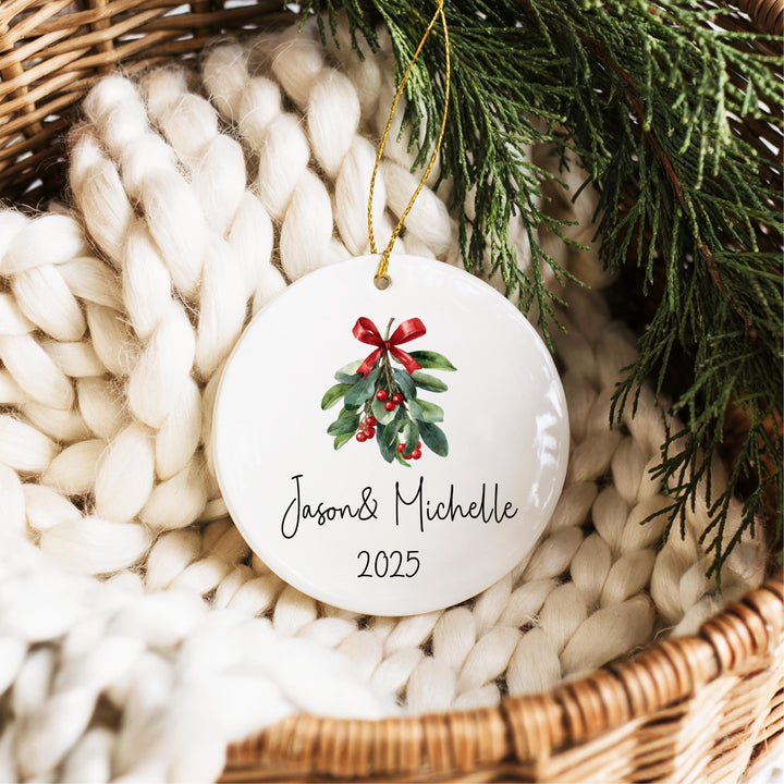 Custom First Christmas Ornament for Married Couples, Wedding Keepsake, Bride and Groom Holiday Decor