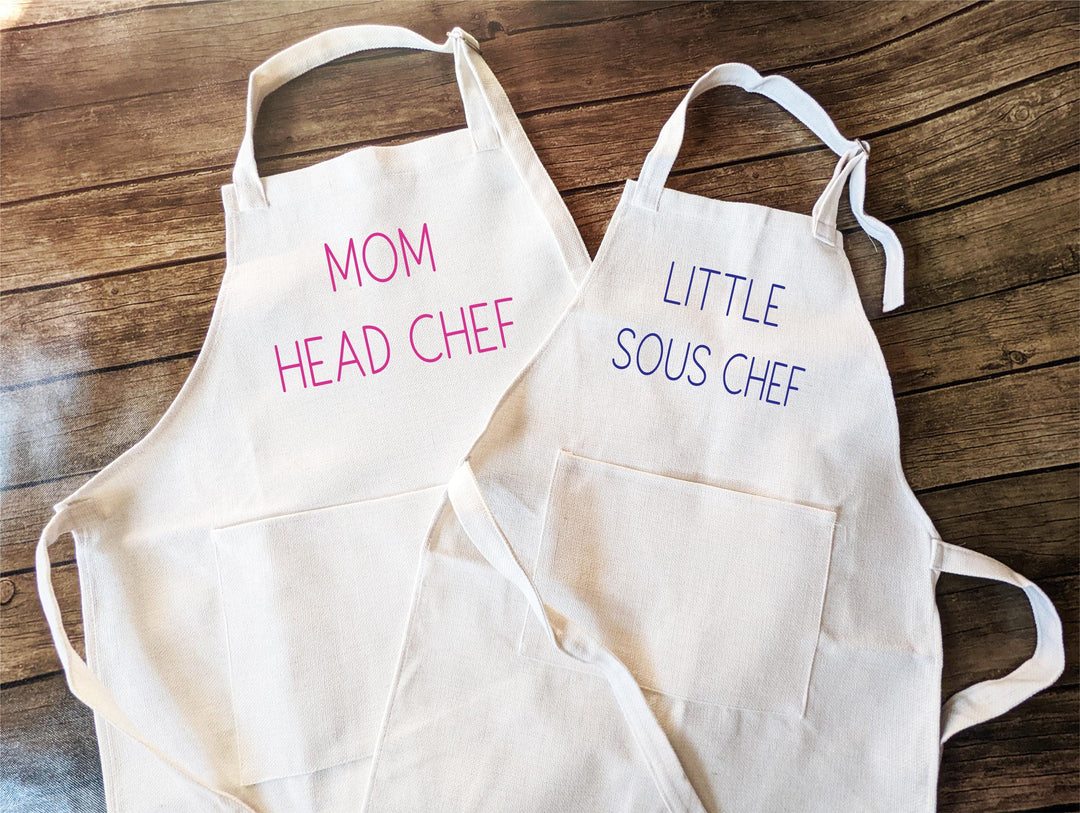 Big Brother Chef &amp; Little Sister Sous Apron Set | Kids Matching Cooking Aprons | Fun Family Kitchen Baking Gift for Siblings
