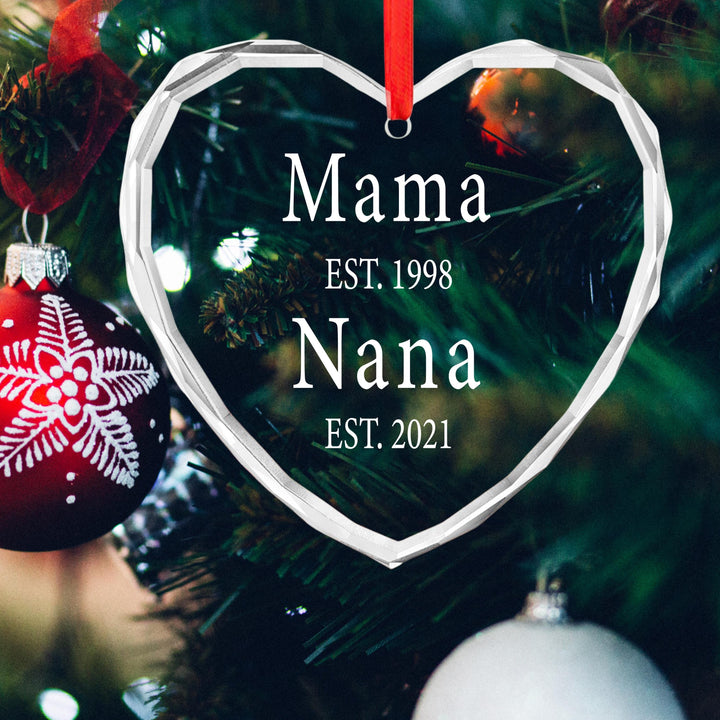 Personalized Mom & Grandma Established Ornament – Custom Year Glass Keepsake