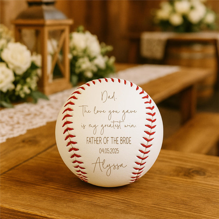 Father of the Bride Baseball Gift | Personalized Wedding Day Keepsake for Dad | Custom Baseball from Daughter