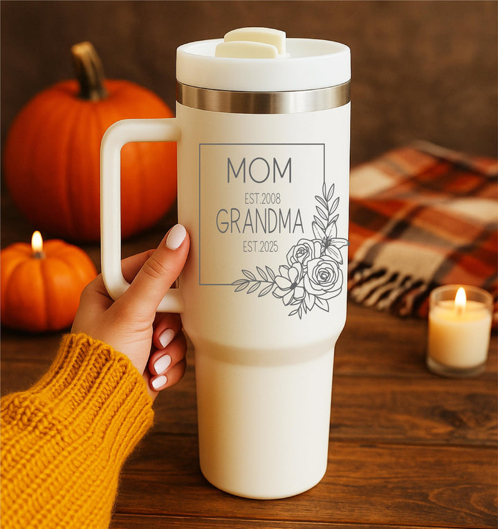Personalized Mom and Grandma Tumbler with year | Custom Engraved Cup&nbsp;| Mother’s Day or New Grandma Gift