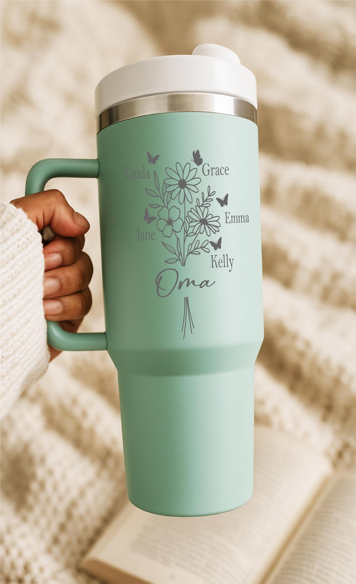 Personalized Mama Tumbler with kids Name&nbsp;Floral Christmas gift from Daughter, Mom Birthday gift , Mom Life Gift Cup
