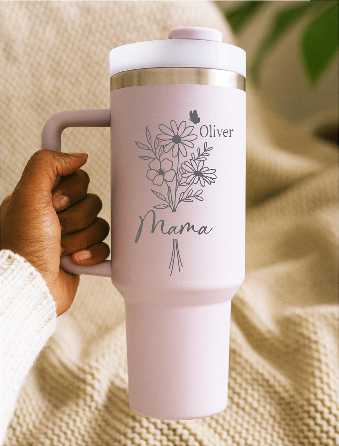 Personalized Mama Tumbler with kids Name&nbsp;Floral Christmas gift from Daughter, Mom Birthday gift , Mom Life Gift Cup