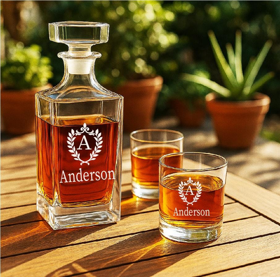 Wedding gift Set with Glasses Engraved Bourbon Gift for Men Custom Barware Wedding Gift, Groomsmen, Father’s Day