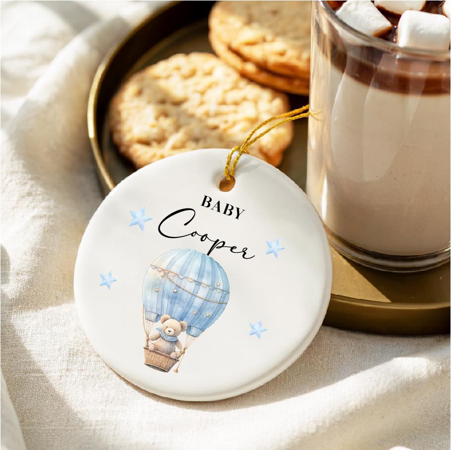 Personalized Baby Christmas Ornament | Hot Air Balloon Keepsake