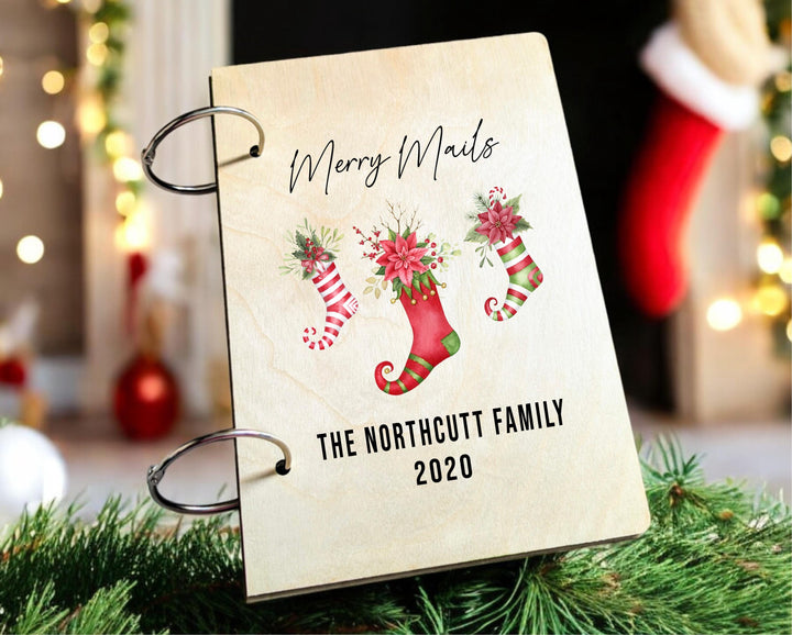 Personalized Christmas Mail Organizer Binder with Family Name – Holiday Card Keepsake Book &amp; Custom Stocking Design Gift