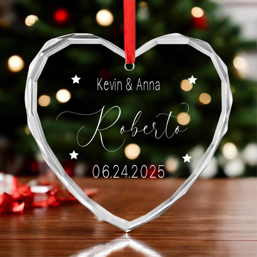 Custom Couple Name &amp; Date Keepsake, Engagement or Anniversary Gift, Newlywed Christmas Ornament