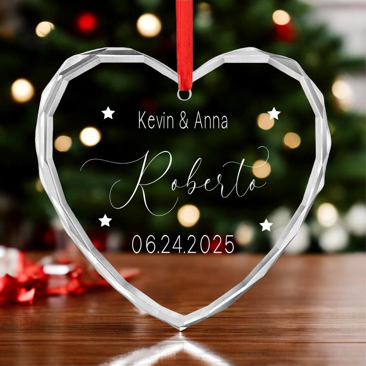 Custom Couple Name &amp; Date Keepsake, Engagement or Anniversary Gift, Newlywed Christmas Ornament