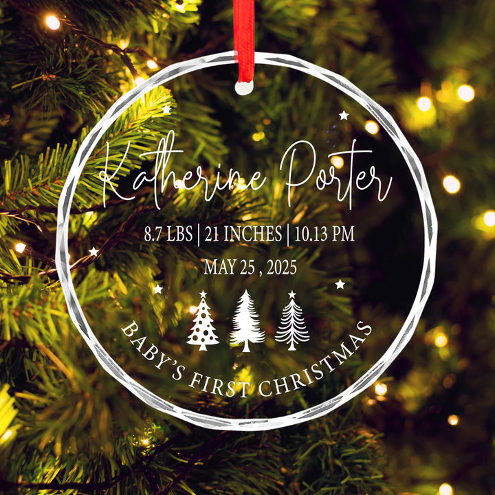 Baby’s First Christmas Ornament – Personalized Birth Stats Ornament with Name &amp; Date, Custom Holiday Keepsake Gift for Newborn