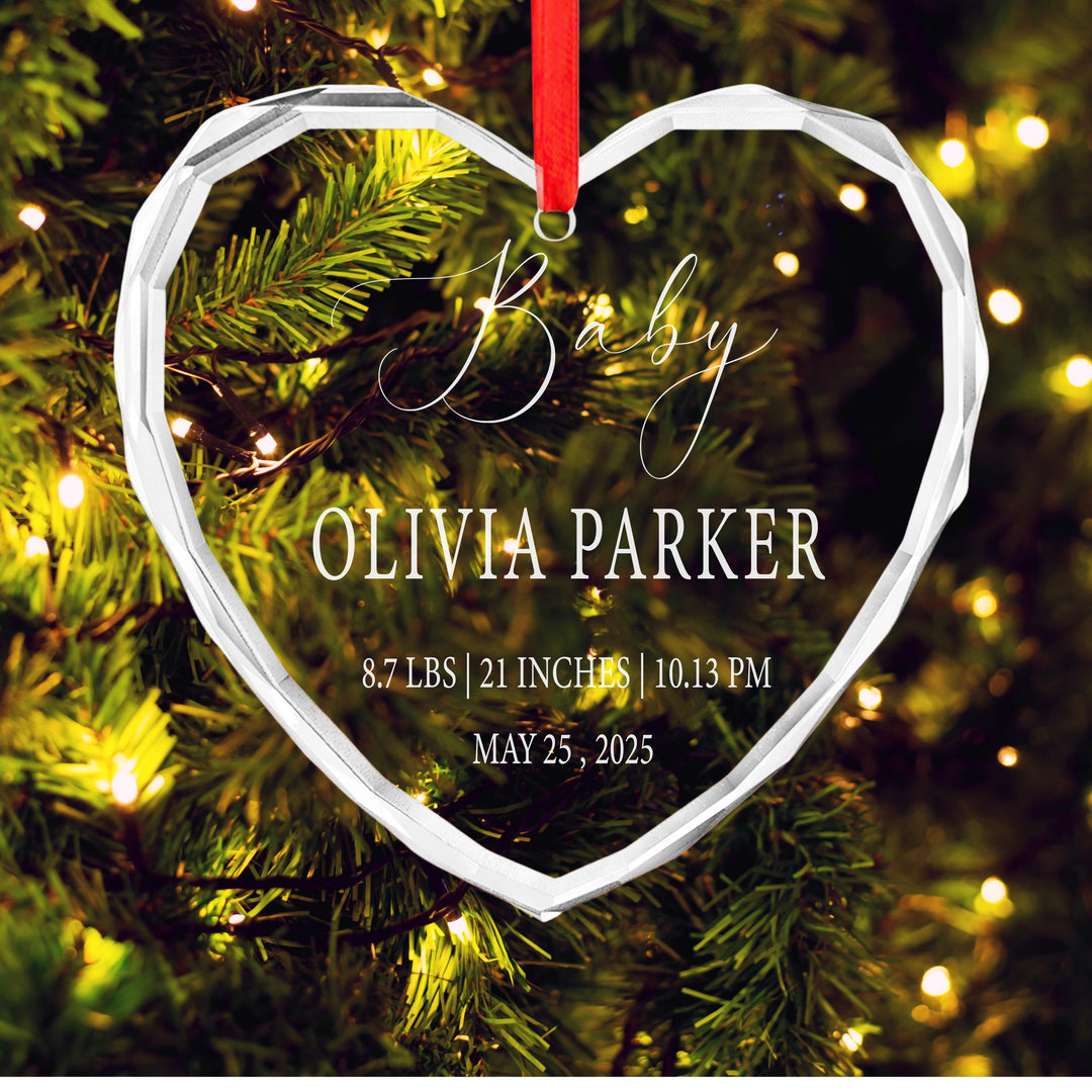 Personalized newborn Ornament with Birth Stats &amp; Name, Custom Holiday Keepsake for baby