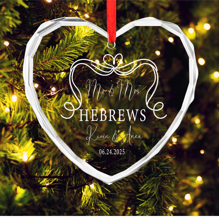 Personalized Mr & Mrs Glass Ornament – Engraved Wedding Gift