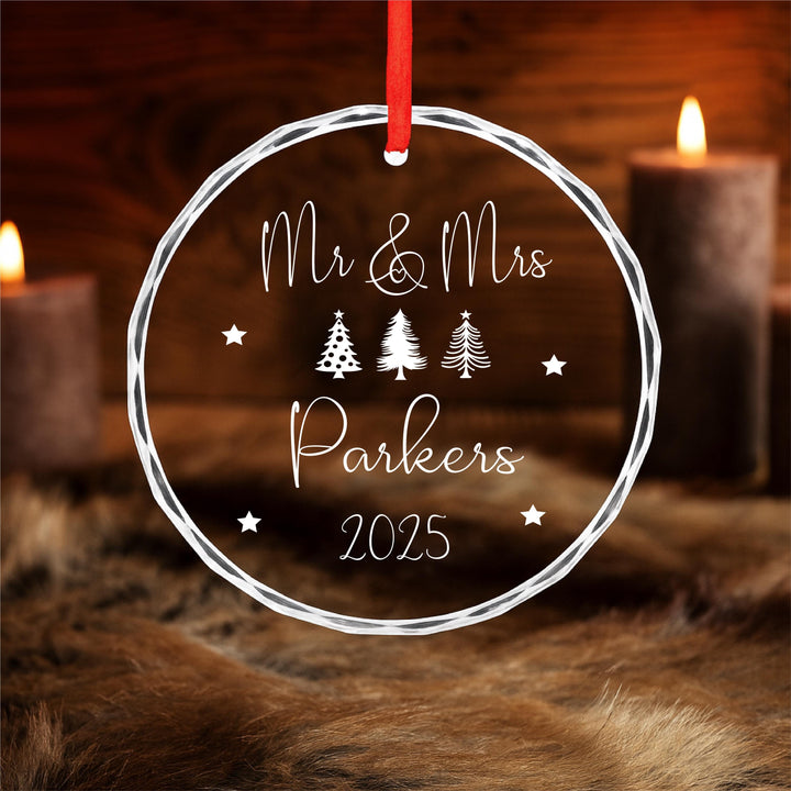 Personalized Wedding Ornament – Engraved Heart Glass, Anniversary Gift