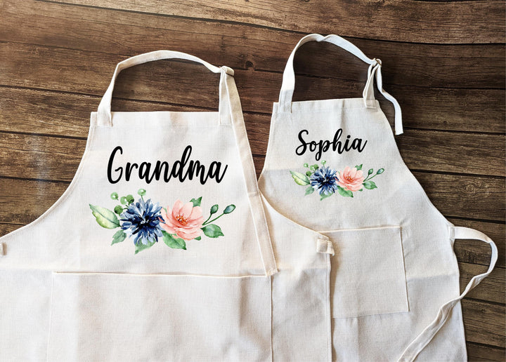 Personalized Holiday Baking Apron with Name | Custom Apron for Women &amp; Kids | Christmas Cookie Baking Gift | Kitchen Apron with Pocket