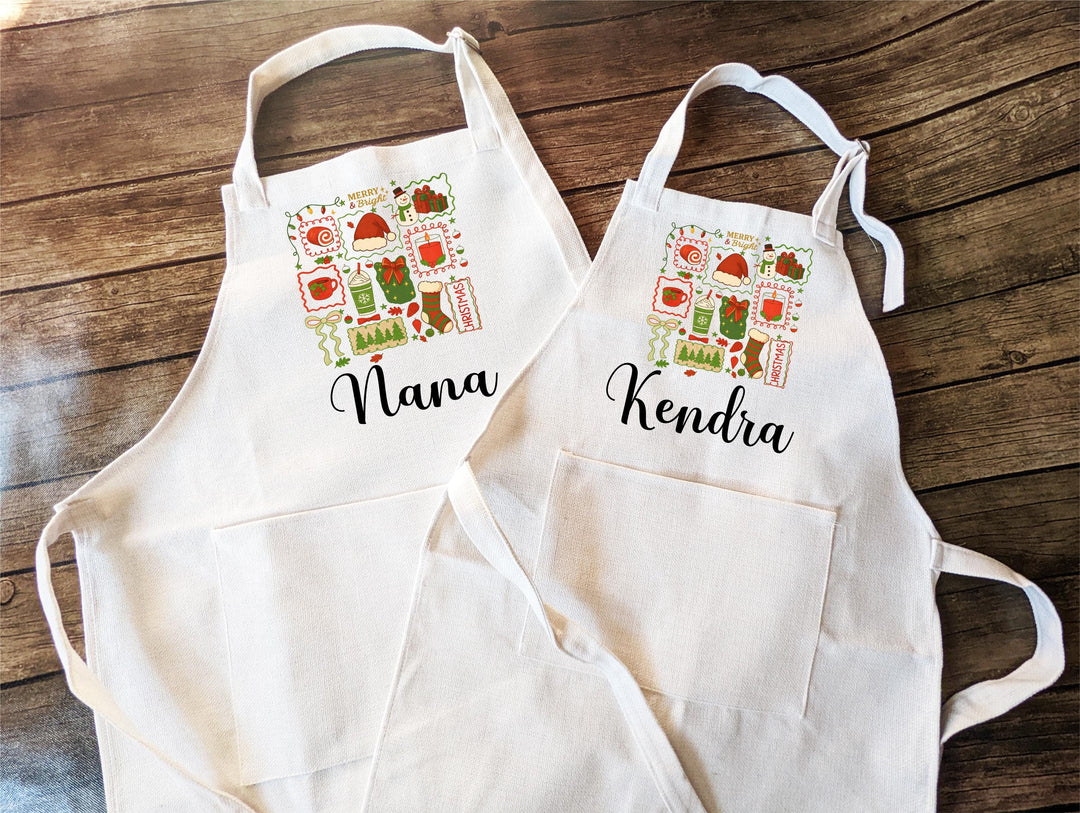 Christmas Baking Crew Apron | Personalized Holiday Apron with Name | Cookie Baking Gift | Holiday Kitchen Gift for Bakers &amp; Families
