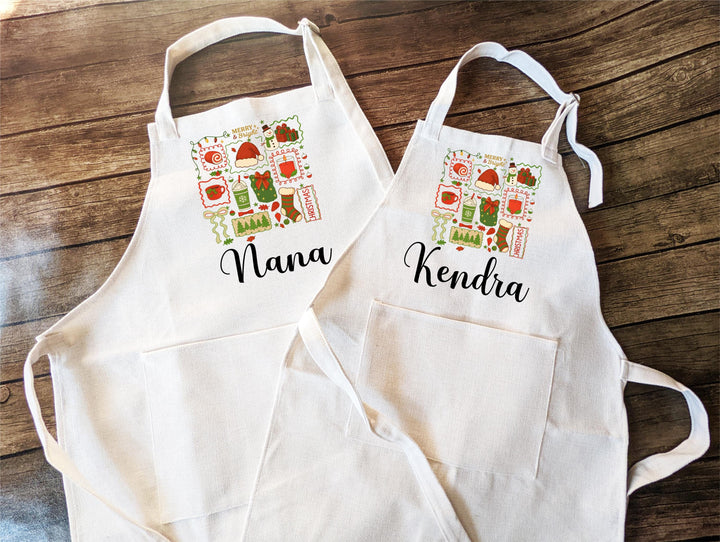 Christmas Baking Crew Apron | Personalized Holiday Apron with Name | Cookie Baking Gift | Holiday Kitchen Gift for Bakers &amp; Families
